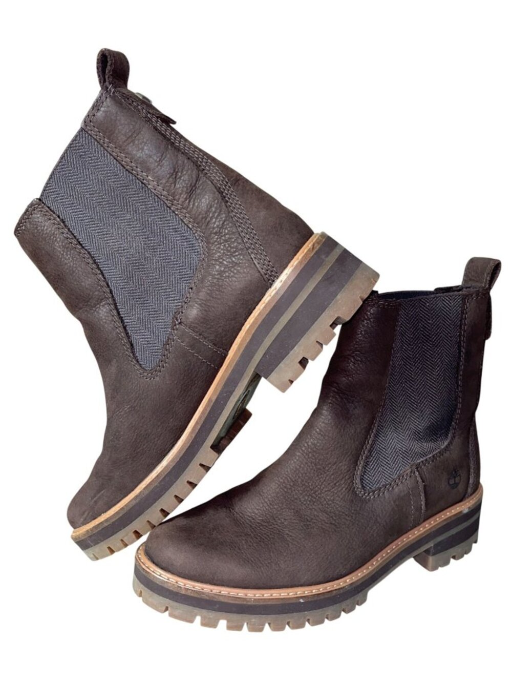 Timberland Courmayeur Valley Boots Chelsea Brown Lug Chunky Sole Rugged Wom 9.5